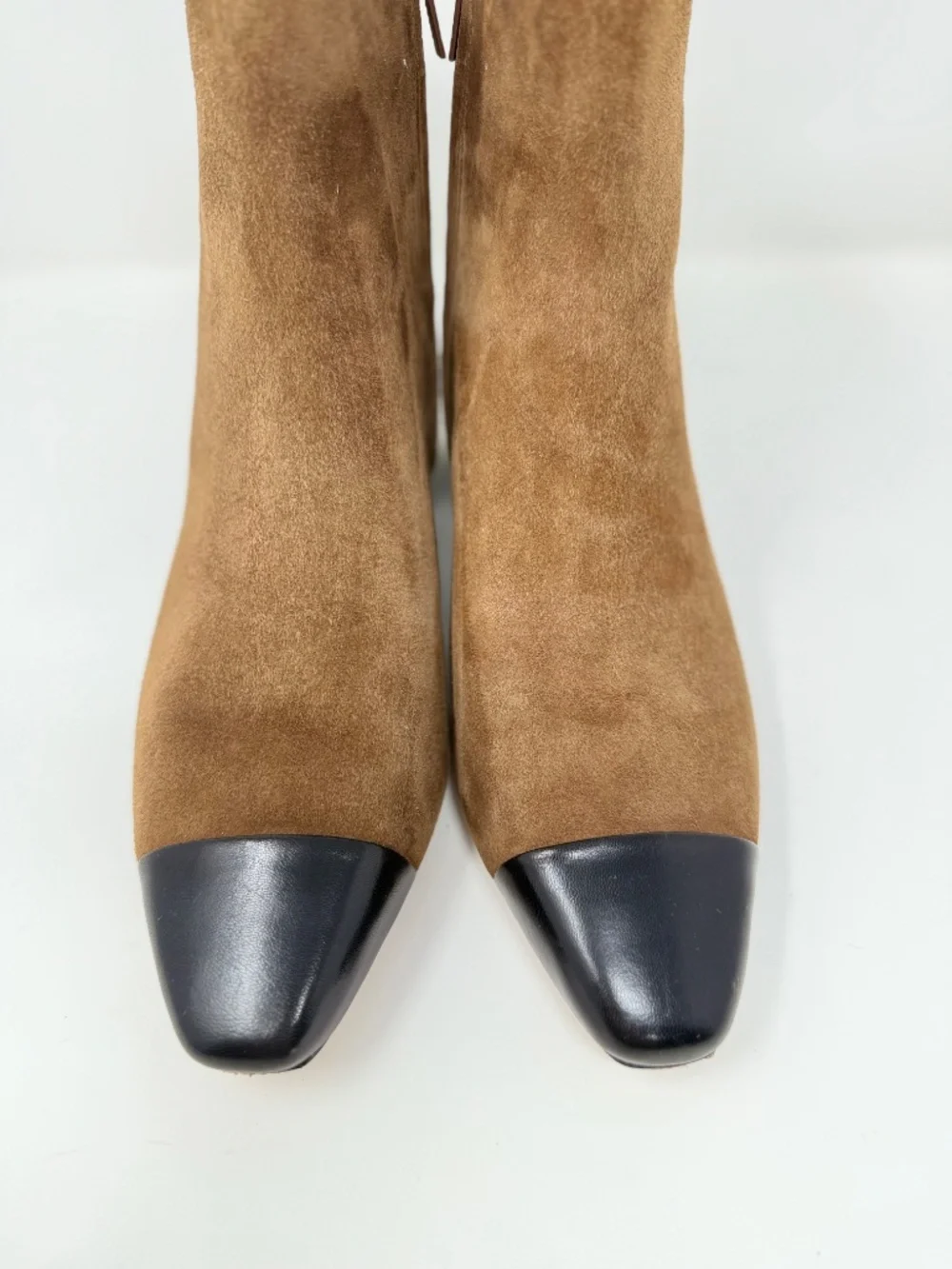 Veronica Beard Cecile Cap Toe Booties Brown Suede Sz 7.5